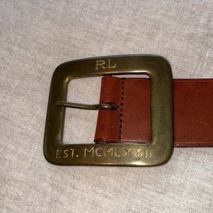Vintage Ralph Lauren SZ L Tan Leather Belt Made in England